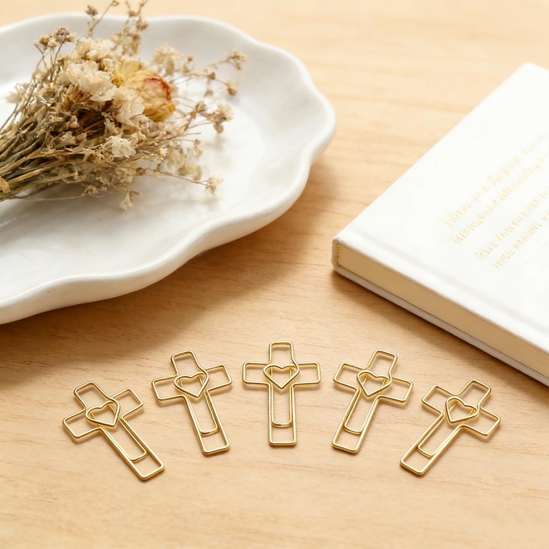 50 Pack Love Cross Paper Clip, Journaling Bookmarks Paperclips, High
