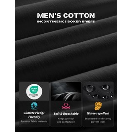 CARER Healthcare Incontinence Pregnancy Carer 3 Pack Cotton Men's Incontinence Boxer Briefs Lightweight Breathable Reusable Incontinence Pants for Men with 100 ML Absorbent Pad for Bladder Leaks Size 3XL
