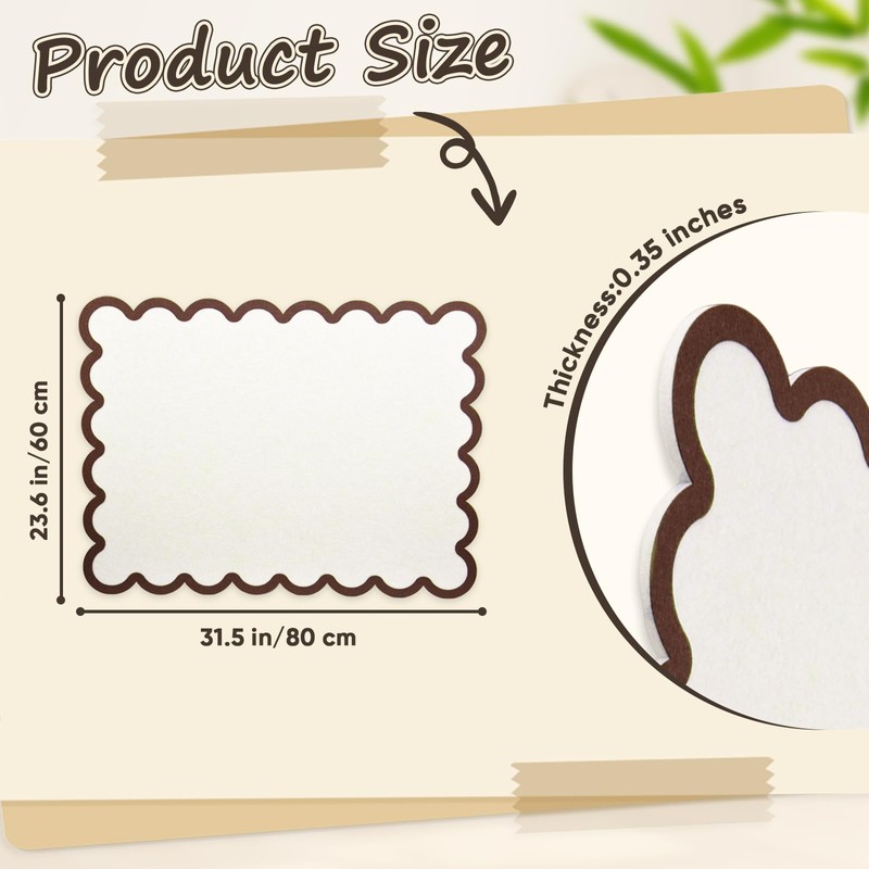 Aitakatta Scalloped Felt Bulletin Board, Self-Adhesive Cork Board Alternative, 31x24