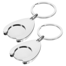 BESPORTBLE Metal Wheelbarrow Trolley Token Keychain, Supermarket Shopping Cart Metal Key Ring, Trolley Token Coin Keychain Pendant Decorations 2Pcs (Style 2) Metal Trolley