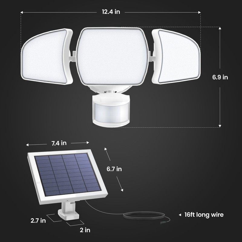Feit Electric Outdoor LED Triple Head Solar Security Flood Lights