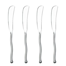 Gourmet Settings 4-Piece Spreader Knife Set Exotique Platinum Collection, Polished/Matte Stainless Steel, Cheese and Butter Spreading Knives, Dishwasher Safe, - Cheese and Butter Spreading Knives, Dishwasher Safe (34-105)