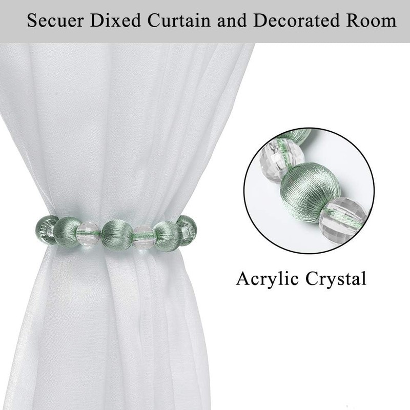 BEL AVENIR Crystal Curtain Tiebacks, Beaded Handmade Curtain with 2