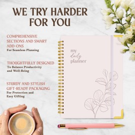 Decorably 60 Sheets Undated Daily To Do List Notebook with Gold Corners, 6.4x8.5in Aesthetic Spring-Bound Daily To Do List Planner with Simplified Sections and Inspirational Quotes, Checklist Planner