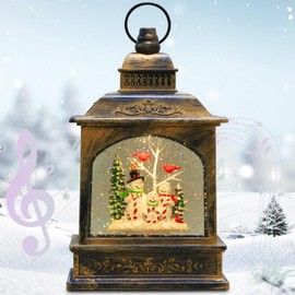 Cardinal Snow Globe, Christmas Snowman Musical Snow Globe Lantern Lights with 6H Timer Battery & USB Powered, Retro Style Holiday Glitter Globe for Xmas Home Decoration Holiday Party Gifts