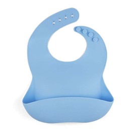 BPA-free, non-toxic, easy-clean Silicone Baby Bibs (Baby Blue)