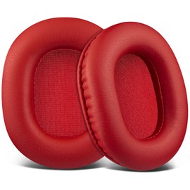 SOULWIT Earpads Replacement for Audio Technica ATH M50X M50XBT M50RD M40X M30X M20X MSR7 SX1 Monitor Headphones, Ear Pads Cushions with Softer Protein Leather, High-Density Foam - Red