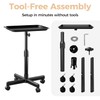 36" Salon Tray on Wheels Black, Adjustable Height Tattoo Tray