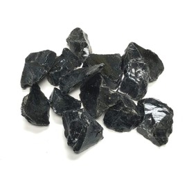 Zentron Crystal Collection Black Obsidian Rough Lot of Stones Large 1" Pieces in Velvet Bag (1 Pound)
