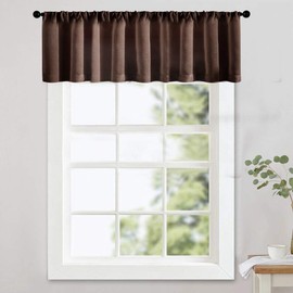 MRTREES Brown Sheer Valances 54 x 16 inch Living Room Bedroom Voile Valance Light Filtering Sheers Rod Pocket Window Treatment 1 Panel