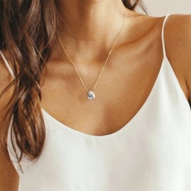 Joxevyia Turquoise Necklace: White Turquoise Teardrop Stone Healing Crystals, Women's Minimalist Elegant Formal Necklace, 16 inches, Stainless Steel, 18k Gold Plated, Unisex, Fashion Jewelry