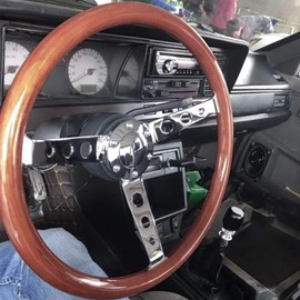 15 Classic Steering Wheel, Nostalgia Style Steering Wheel, Wood Grain Vintage Steering Wheel with Horn Button, 6-Hole 3 Spoke with Horn Button