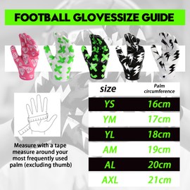 Youth Football Gloves,Lightweight and Durable Design Football Gloves,Performance Enhancer Receiver Gloves with Enhanced Grip for Non-Professional Matches and Training (X-Green, AL)