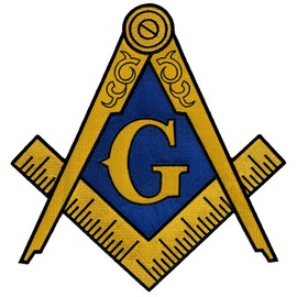 Masonic Logo Large Patch Embroidered Iron-On Freemason Emblem Square Compass