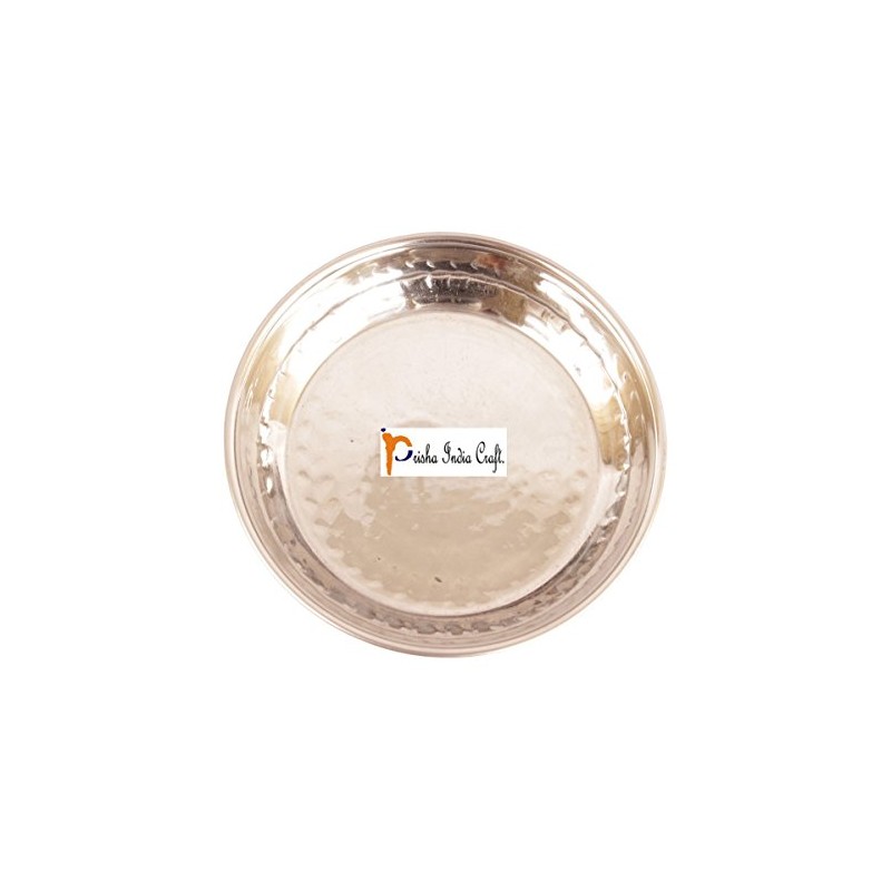 Prisha India Craft Steel Copper Dessert Plate, Halwa Plate Dish