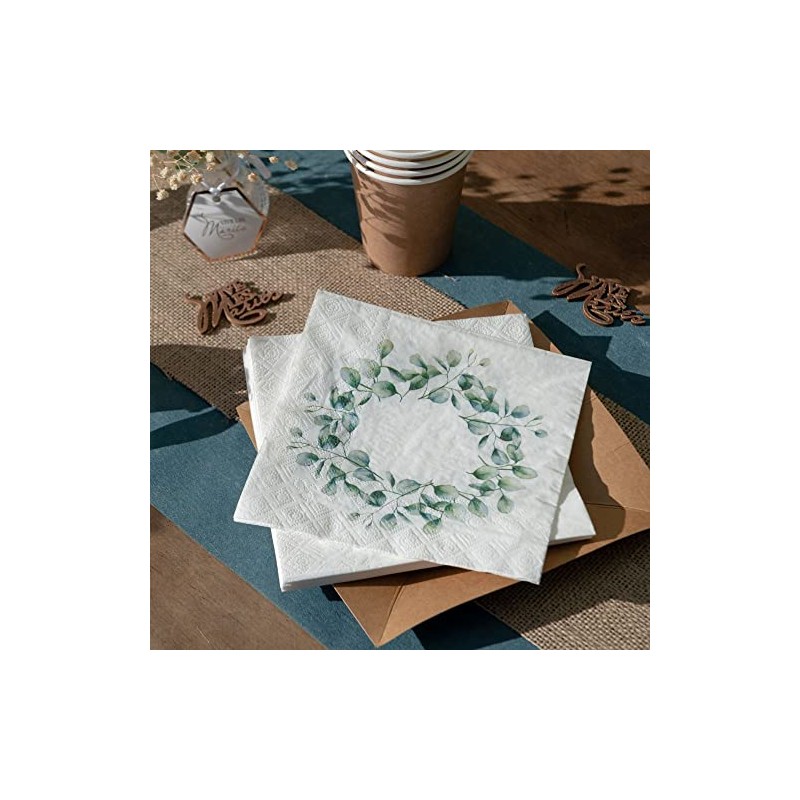 Botanical Wreath Napkins | Green Floral Wedding Birthday Tea Party