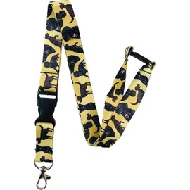 20MM Dog Print Neck / Whistle Lanyard with Detachable Buckle & Safety Break - Choose Your Breed Pattern, Black Labrador, Large