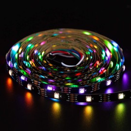 BTF-LIGHTING 16.4ft 150 Pixels WS2813 Upgraded WS2812B Individually Digital Addressable RGB Dual Signal LED Flexible Strip Light 5050 SMD Magic Dream Color IP30 Non- Waterproof DC 5V Black PCB