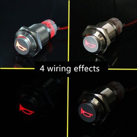YIYIDA Push Button Switch Car Horn Switch Moment Switch 12 V DIY Switch 16 mm Red LED On/Off Reset Switch Button Metal Speaker Horn Switch Power Metal Rocker Switch with Socket