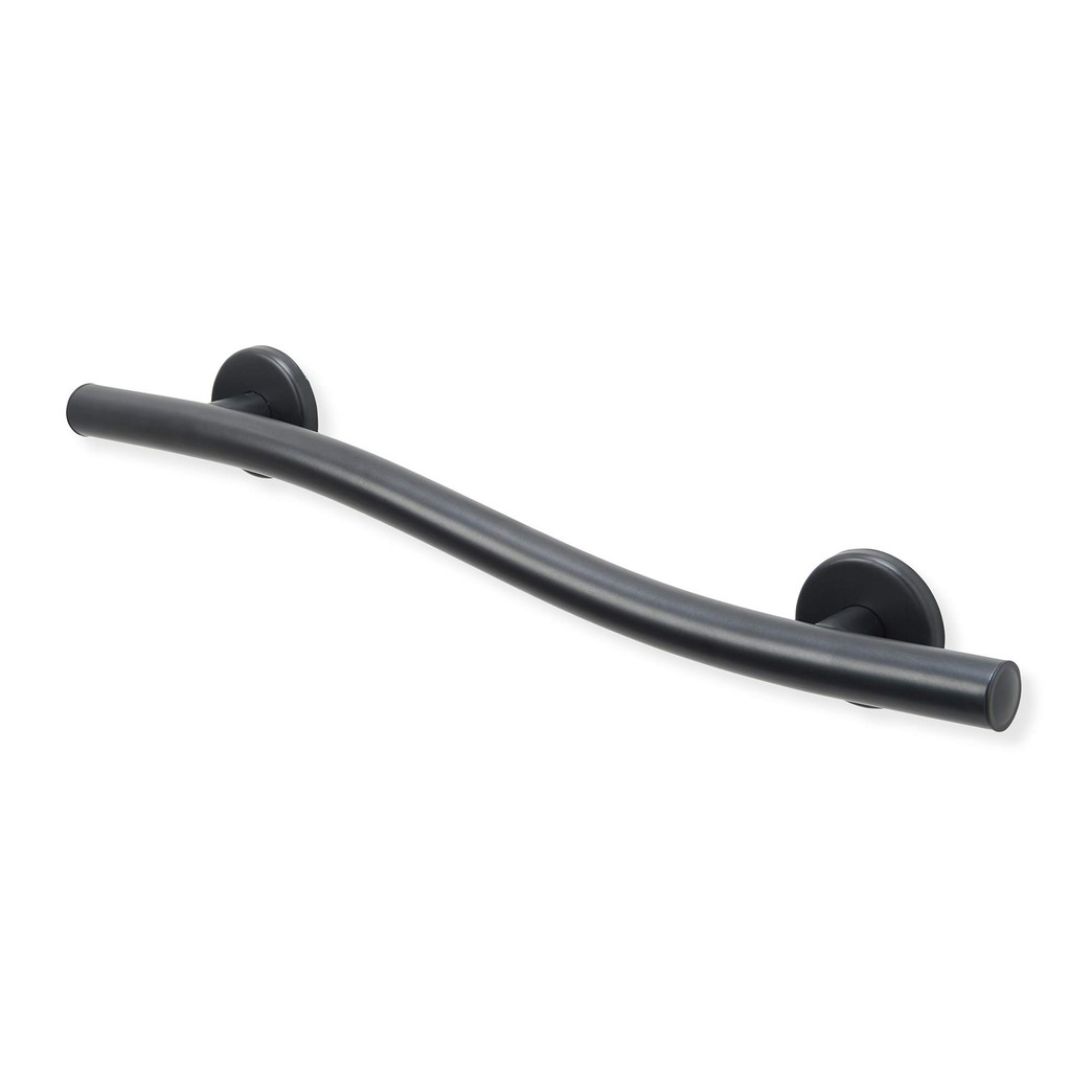 GBS Home Mobility Grab Bar - Wave Design Bathroom Aid for Safety and Comfort/Right Hand/Matte Black/24 Inch