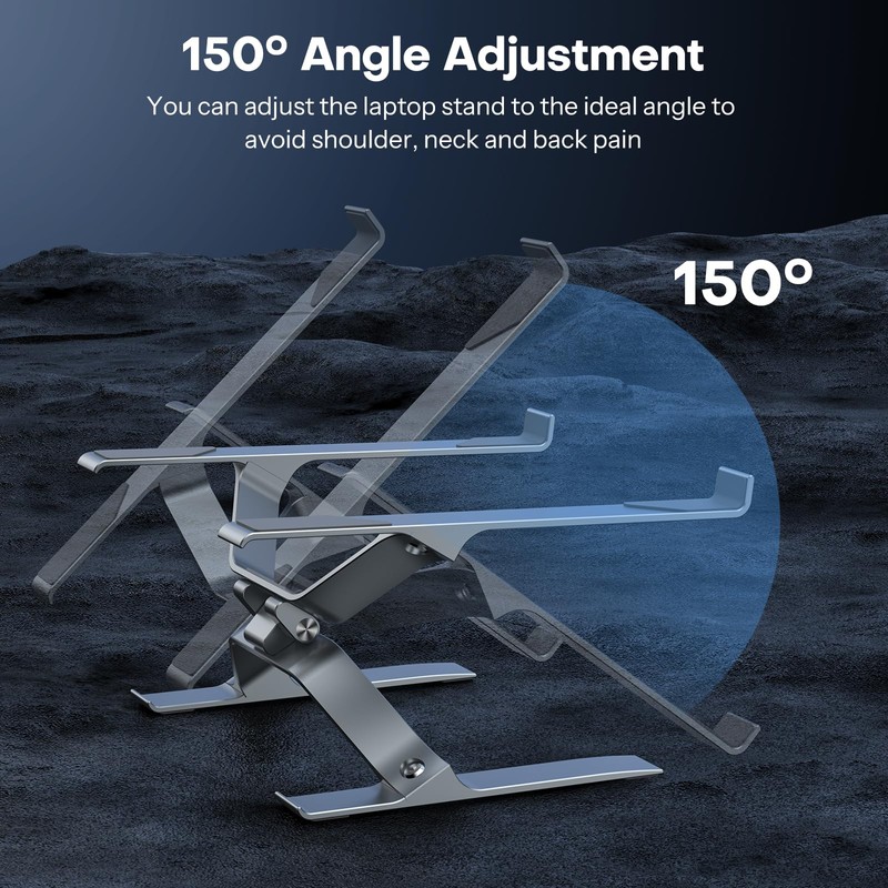OMOTON More Stable Laptop Stand, Aluminum Adjustable Laptop Holder Stand