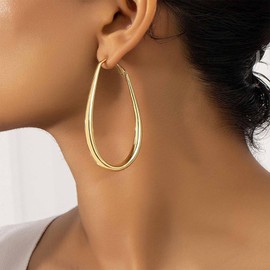 Allereya Vintage Hollow Circle Earrings Large Circle Dangle Earrings Gold Circle Stud Earrings Open Circle Earrings Jewellery for Women and Girls (Gold), Zinc