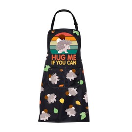 FUSTMW Hedgehog Apron Hedgehog Gifts for Hedgehog Lovers Hug Me If You Can Funny Hedgehog Cooking Kitchen Chef Apron, Hedgehog Apron, One Size