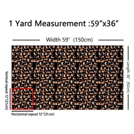 Corgi Dog Upholstery Fabric by The Yard,Cute Puppy Dog Decorative Fabric for Upholstery and Home DIY Projects,Kawaii Pet Waterproof Outdoor Fabric, 1 Yard, Orange Black