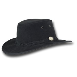 Barmah Hats Foldaway Cattle Suede Leather Hat - Item 1061 (as1, Alpha, m, Black)