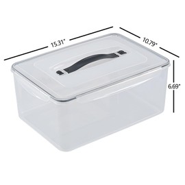 Eagrye 15 L Rectangular Plastic Clear Airtight Food Storage Containers with Latch Lid, 4 Pack Rectangle Food Storage Container with Portable Handle