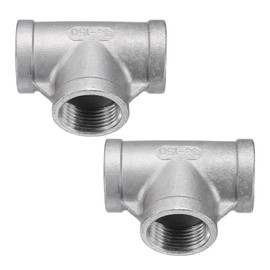 sourcing map 2pcs Tee Pipe Fitting (3/4" x 3/4" x 3/4") NPT Female 304 Stainless Steel t Shaped 3 Way T-Connector for Industrial Connection Water Air Gas Oil Fuel