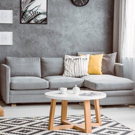 Wooden Furniture Legs Set of 4, 8 X 5cm Solid Round Bun Feet with 4 Screws DIY Chair Legs Table Feet Replacement Set for Sofa Cabinet Chair Couch Ottoman Coffee Table