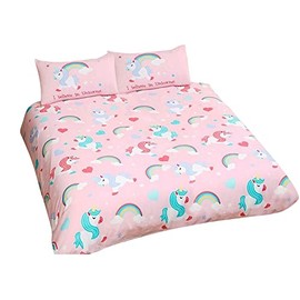 I Believe in Unicorns Single Duvet Cover and Pillowcase Set Pink Bedding New
