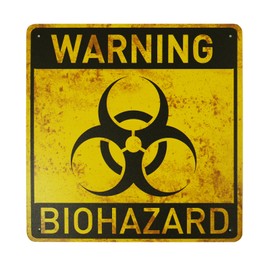BTHUKO Warning Biohazard Hazard Sign Hazard Labels Novelty Metal Sign 12 x 12 inch