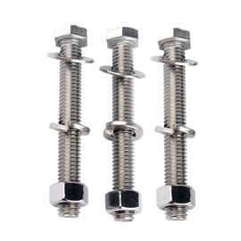 VAMUOEFL 1/2-13 x 2-1/2" Hex Head Screw Bolt and Nuts Flat & Lock Washers, 304 Stainless Steel Fully Threaded, 3Sets