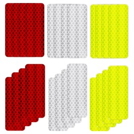 cobee Reflective Warning Stickers for Car, 24 Pieces Waterproof Reflective Safety Tape Decal Auto Reflector Sticker Night Visibility Stickers for Vehicle Bicycles Motorcycles Red Silver Yellow