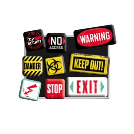 Nostalgic Art 83094 Warning Warning, Magnet Set, 9 Piece Set