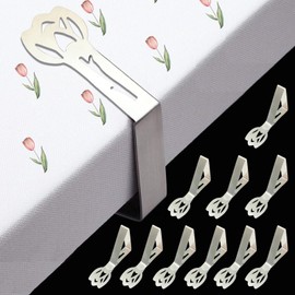 CUNGLIN Tablecloth Clips Stainless Steel Pack of 10 Tablecloth Clips Table Cover Clips for Thick Tables, Garden Table, Restaurant, Family Dining Table Outdoor Tablecloth Clips Table Cloth Clips