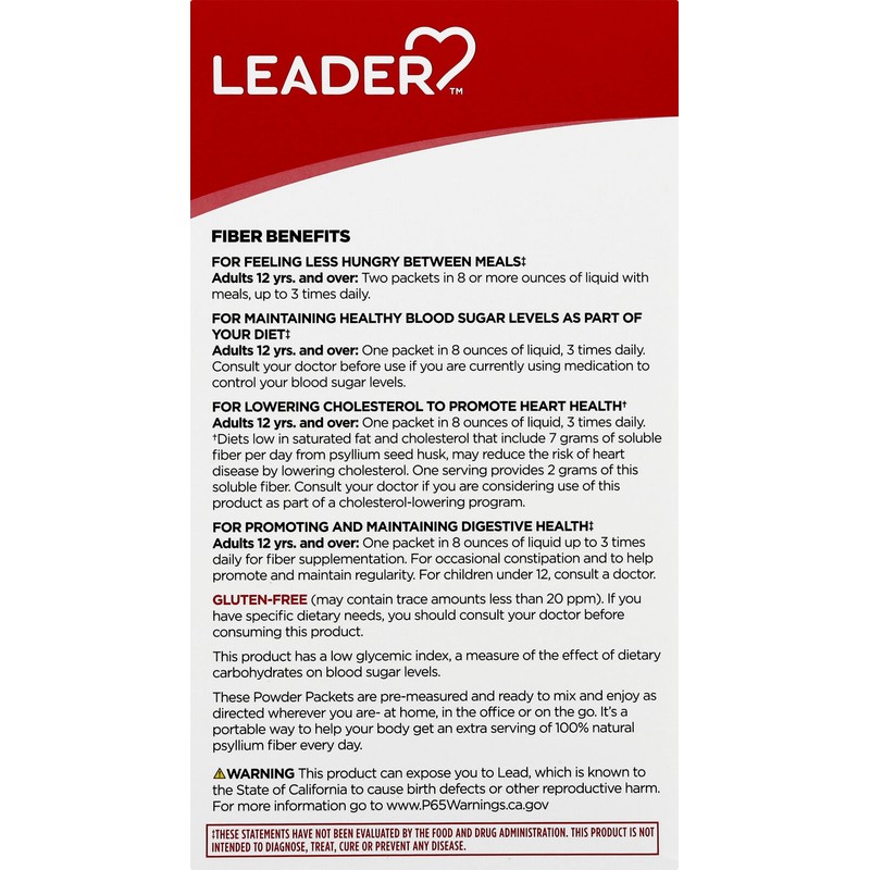 Leader Psyllium Husk Powder Supplement 4-in-1 Fiber for Digestive Health