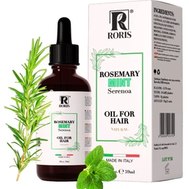 Roris Rosemary Oil for Fast Regrowth, Against Hair Loss, Strengthens and Soothes, Made in Italy, Triple Action Formula, Reinforced with Mint and Caffeine, 59 ml
