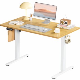 Electric Standing Desk, Adjustable Height Stand up Desk, 24x55 Inches Sit Stand Home Office Desk with Cable Management, 3 Memory Preset Adjustable Height Desk Computer Home Office Desk, Natural