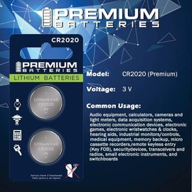 Premium Batteries Premium CR2020 Lithium 3V Coin Cell - Japanese Engineered High Capacity Batteries (6 Pack)