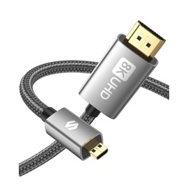 Silkland Micro HDMI to HDMI 2.1 Cable 1 m, 8K @ 60Hz, Micro HDMI Supports Ethernet, 3D, HDR and eARC, Micro HDMI to HDMI Compatible with GoPro Hero 9/8/7/6/5, Raspberry Pi 4, Sony Camera A6300 A6400