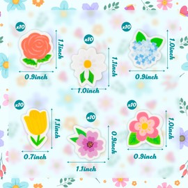 Yopyame 60PCS Spring Flowers Mini Erasers for Kids Bulk Assorted Novelty Tiny Pencil Erasers 3D Cute Puzzle Erasers Desk Pet School Classroom Prizes Student Homework Rewards Gift Filling Party Favors