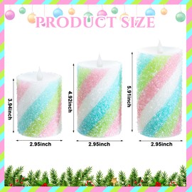 Baquler 3 Pcs Spring Pillar Candles Flameless LED Chinoiserie Candles Battery Operated Pastel Candy Blue and White Pressed Floral Candlestick 6 Inch for Wedding Home Table Decoration (Pastel Candy)