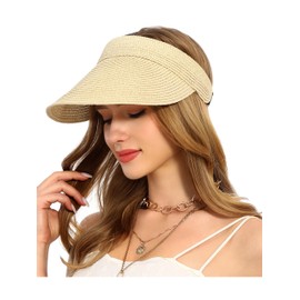 sy soul young Sun Hat Women's Summer Straw Hat Foldable UV Protection 50 Hat Sun Hat Sun Hats with Wide Brim for Beach Golf, beige