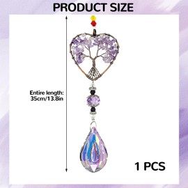 Sun Catchers for Windows,Tree of Life, Natural Quartz Healing Chakra, Spiritual Gifts for Women, Crystals Hanging Pendant, Rainbow Maker, Crystal Suncatcher, Home Garden Car Decor Ornament