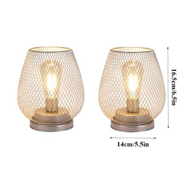 JHY DESIGN Set of 2 Metal Cage LED Lantern Battery Powered Cordless Accent Light with LED Great for Weddings Parties Patio Events for Indoors Outdoors(Silver)
