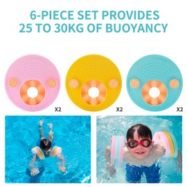 kaianda - Swimming Sleeves for Kids, Pack of 6 Foam Baby Cuffs, Dolphin Cuffs, Baby Swimming Discs