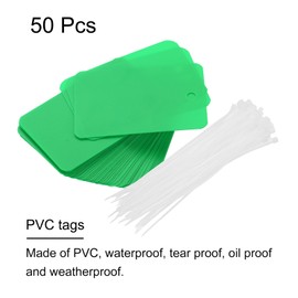 sourcing map Waterproof Wires Plastic Shipping Tags,for Product Identification Tags,Valve Marking,Outdoor Tagging,1.6 x 2.4 Inch Green 50Packs with Rope